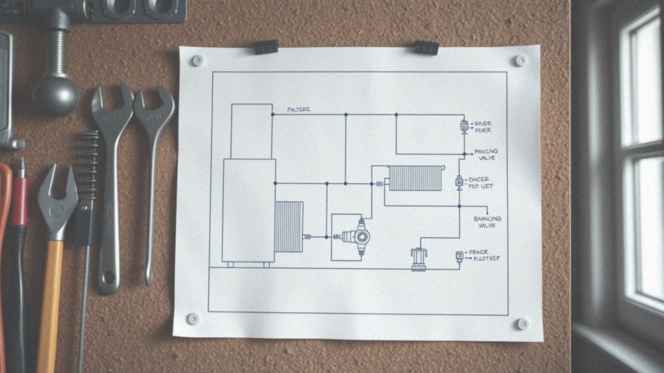 Co zawiera schemat instalacji z zaworem równoważącym?